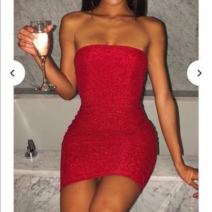 Tila Mini Dress - Red Sparkle